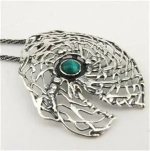 Hadar Designers Handmade Art Large Sterling Silver Eilat Stone Pendent (H 448) y