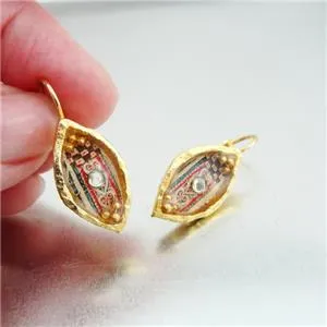Hadar Designers Handmade Artist High Fashion Gold Pl Colored Earrings (as