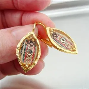 Hadar Designers Handmade Artist High Fashion Gold Pl Colored Earrings (as