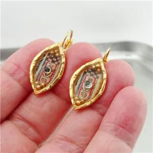 Hadar Designers Handmade Artist High Fashion Gold Pl Colored Earrings (as