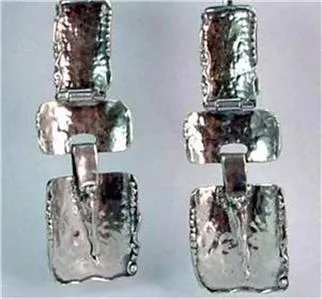 Hadar Designers Handmade Artistic 925 Sterling Silver Long Stud Earrings (H 2393