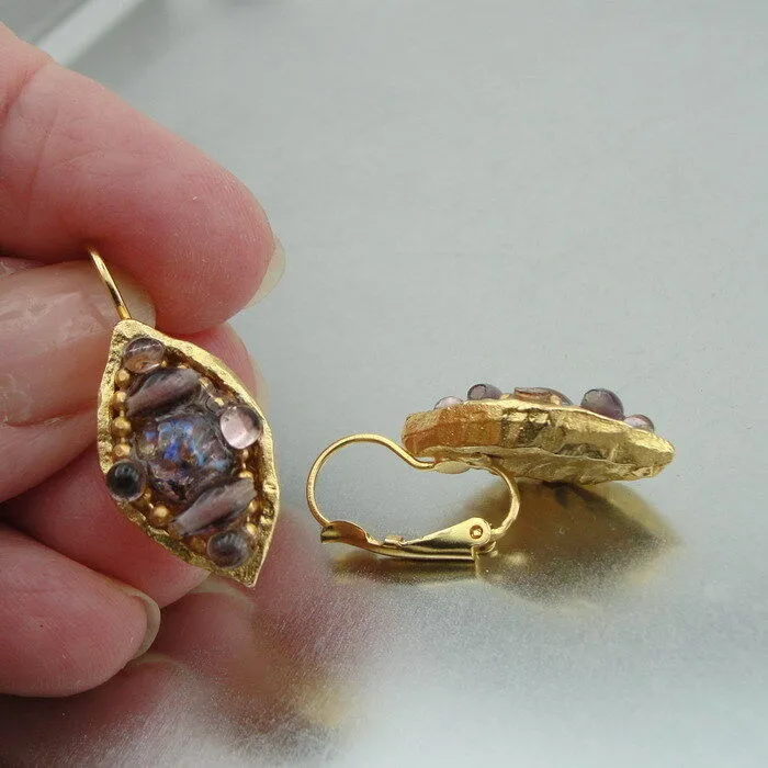Hadar Designers Handmade Fashion 24k Gold Plated Moreno glass Earrings (as