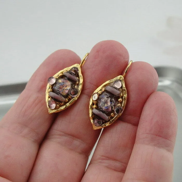 Hadar Designers Handmade Fashion 24k Gold Plated Moreno glass Earrings (as