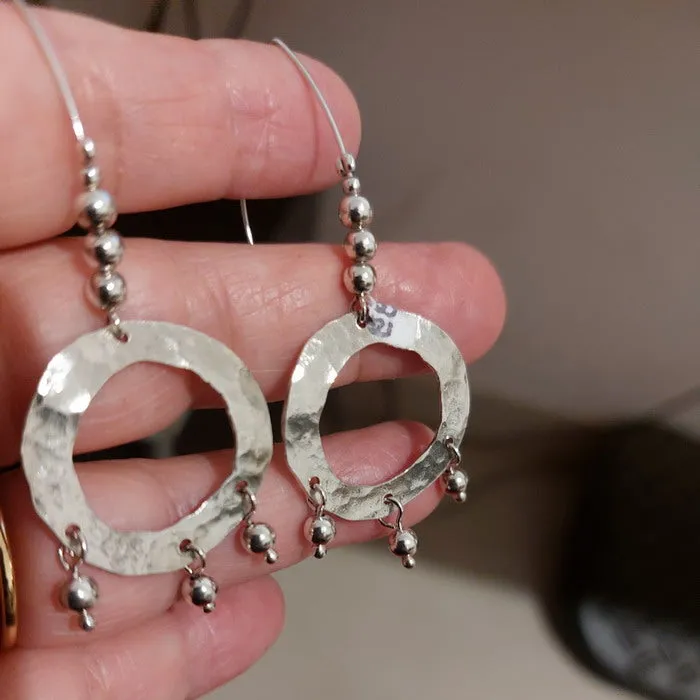 Hadar Designers large  hoop earrings 925 sterling silver handmade art () last