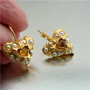 Hadar Designers NEW Handmade High Fashion 24k Yel Gold Murano Glass Earrings (as