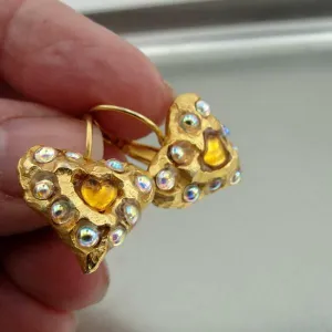 Hadar Designers NEW Handmade High Fashion 24k Yel Gold Murano Glass Earrings (as