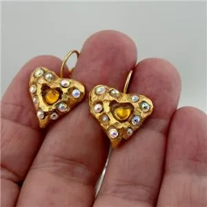 Hadar Designers NEW Handmade High Fashion 24k Yel Gold Murano Glass Earrings (as