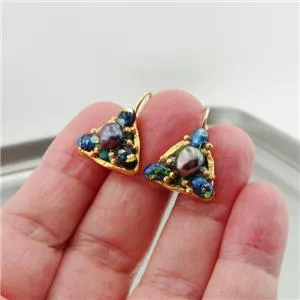 Hadar Designers NEW Handmade High Fashion 24k Yellow Gold Pl Pearl Earrings (as)