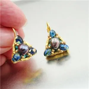 Hadar Designers NEW Handmade High Fashion 24k Yellow Gold Pl Pearl Earrings (as)