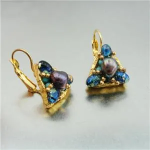 Hadar Designers NEW Handmade High Fashion 24k Yellow Gold Pl Pearl Earrings (as)