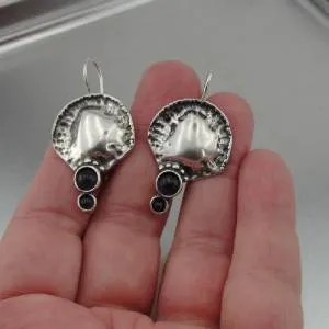 Hadar Designers onyx earrings artistic 925 sterling silver handmade (H 2662