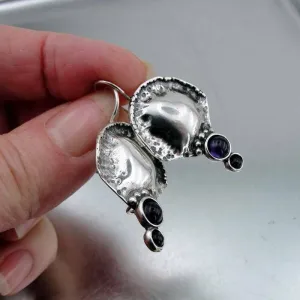 Hadar Designers onyx earrings artistic 925 sterling silver handmade (H 2662