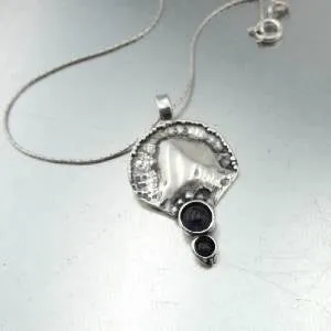 Hadar Designers onyx earrings artistic 925 sterling silver handmade (H 2662
