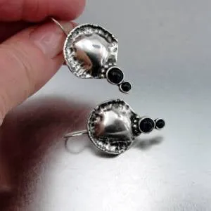 Hadar Designers onyx earrings artistic 925 sterling silver handmade (H 2662