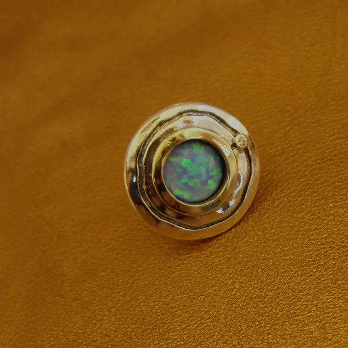 Hadar Designers Opal Ring Handmade 9k Yellow Gold 925 Silver 6,7,8,9,10 (MS)