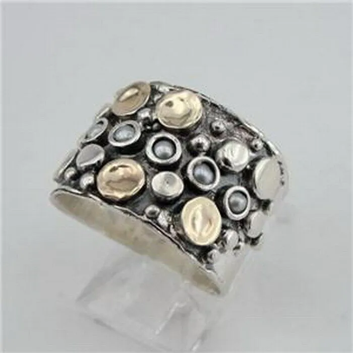 Hadar Designers Pearl Ring 9k Gold 925 Silver 5,5.5,6,6.5,7,8,9 Handmade (I r487