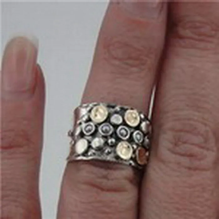 Hadar Designers Pearl Ring 9k Gold 925 Silver 5,5.5,6,6.5,7,8,9 Handmade (I r487
