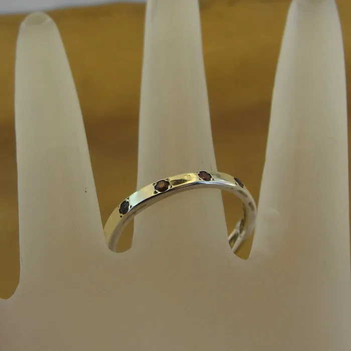 Hadar Designers red garnet ring 6,7,8,9,10 handmade 9k gold 925 silver (i r308)y