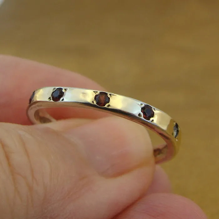 Hadar Designers red garnet ring 6,7,8,9,10 handmade 9k gold 925 silver (i r308)y