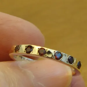 Hadar Designers red zircon ring 6,7,8,9 handmade 9k gold 925 silver (i r308)y
