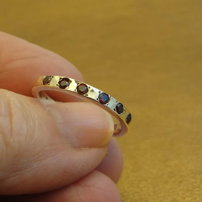 Hadar Designers red zircon ring 6,7,8,9 handmade 9k gold 925 silver (i r308)y