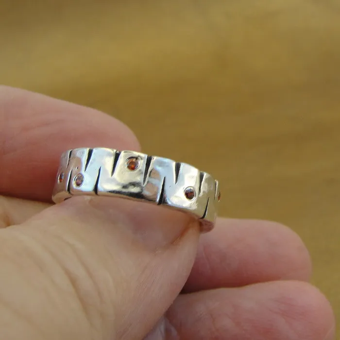 Hadar Designers Red Zircon Ring 925 Sterling Silver sz 5,6,7,8 (MS)8y