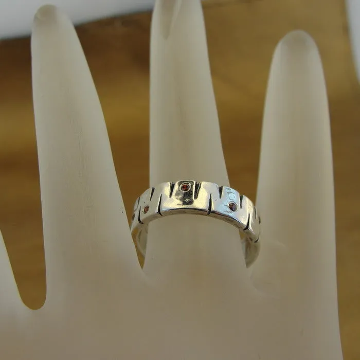 Hadar Designers Red Zircon Ring 925 Sterling Silver sz 5,6,7,8 (MS)8y