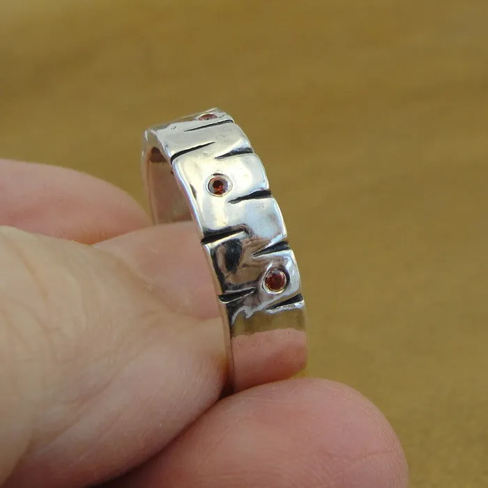 Hadar Designers Red Zircon Ring 925 Sterling Silver sz 5,6,7,8 (MS)8y