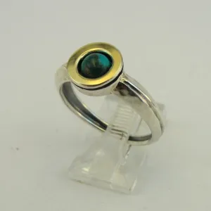 Hadar Designers Turquoise Ring 9k Yellow Gold 925 Silver sz 6,7,8,9 Handmade (MS