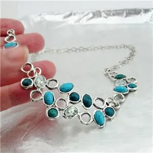 Hadar Designers Unique Handmade 925 Sterling Silver Multi Gemstone Necklace (as