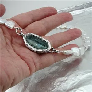Hadar Designers White Pearl Necklace Sterling Silver Roman Glass  (as 5031