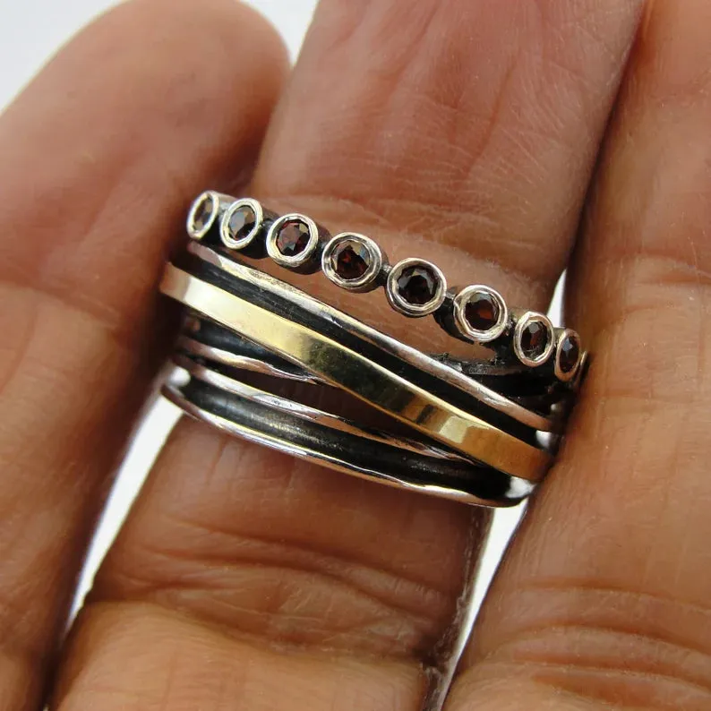 Hadar Designers White Zircon Ring 9k Yellow Gold Sterling Silver 7,8,9,10 (MS