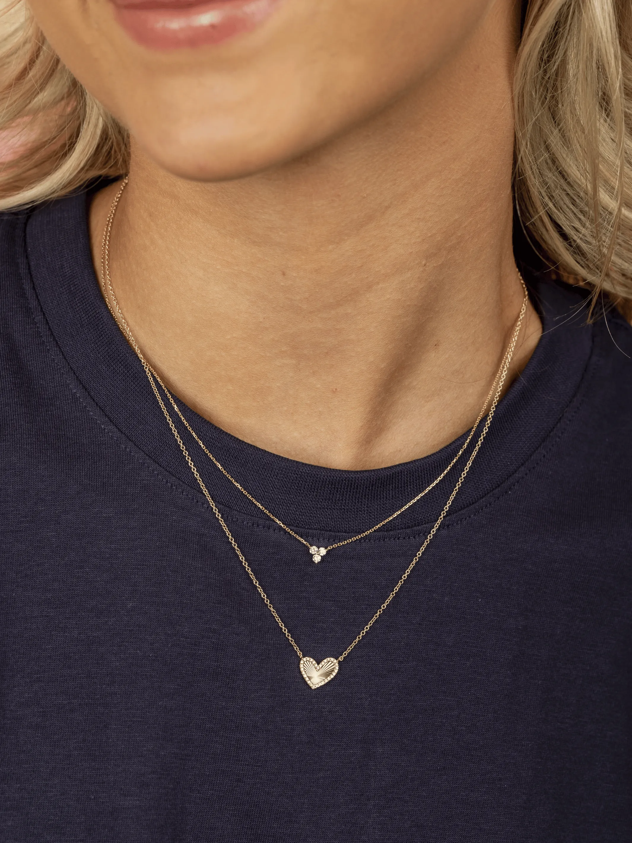 Hailey Heart Fluted Necklace 14K