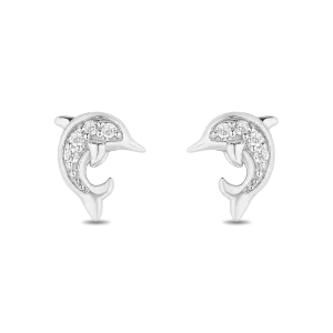 Hallmark Fine Jewelry Playful Dolphins in Sterling Silver With Diamonds