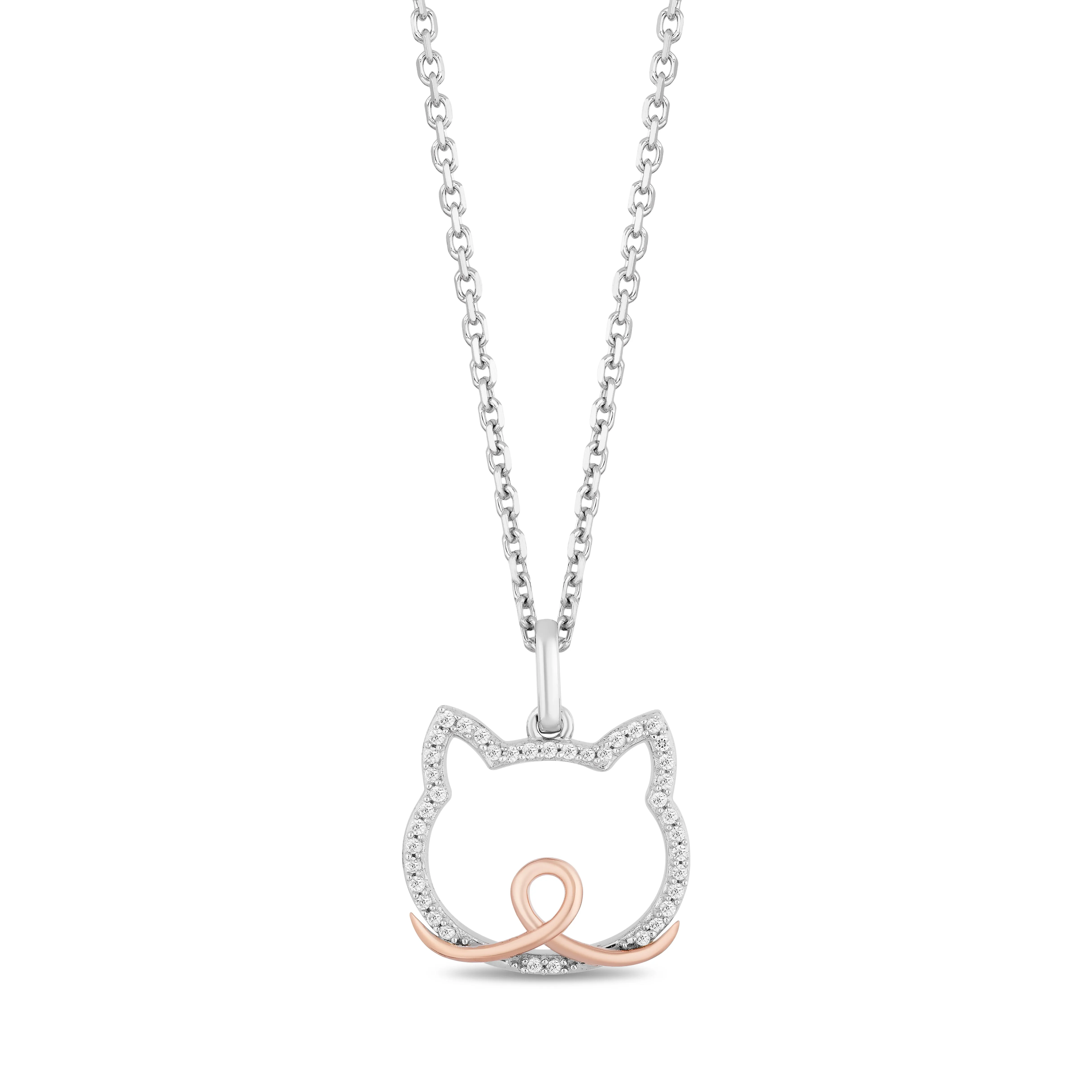 Hallmark Fine Jewelry Sterling Silver and 10K Rose Gold Pendant Necklace with Diamonds