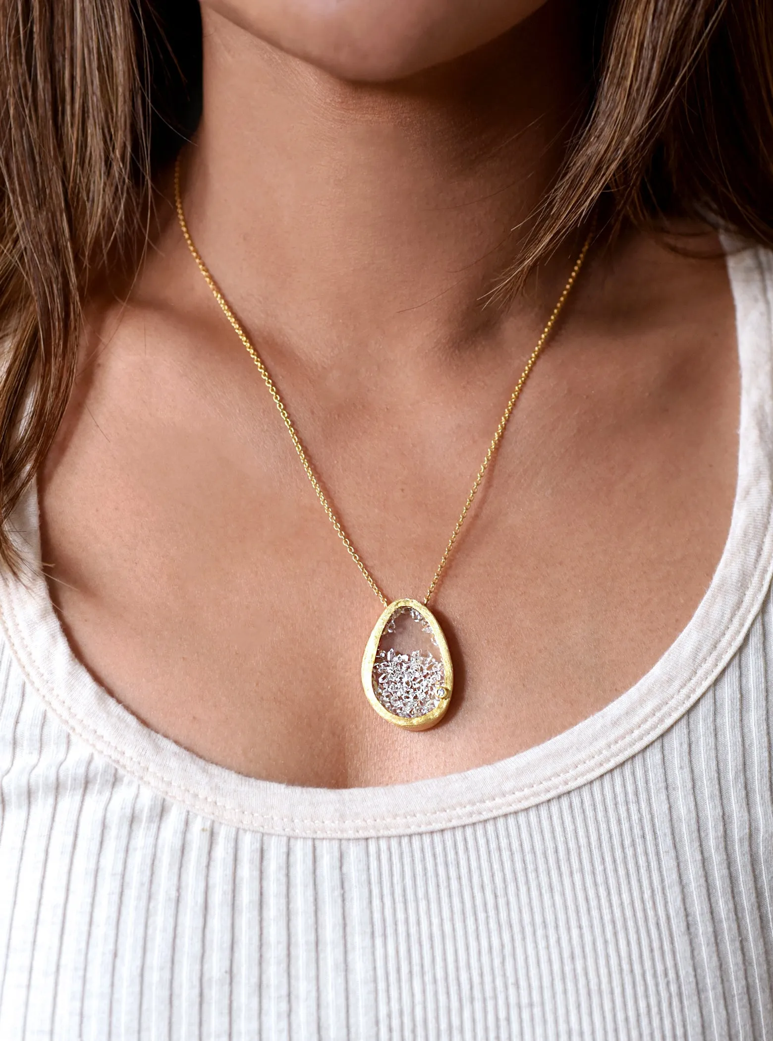 Handcrafted Floating Herkimer Quartz Necklace