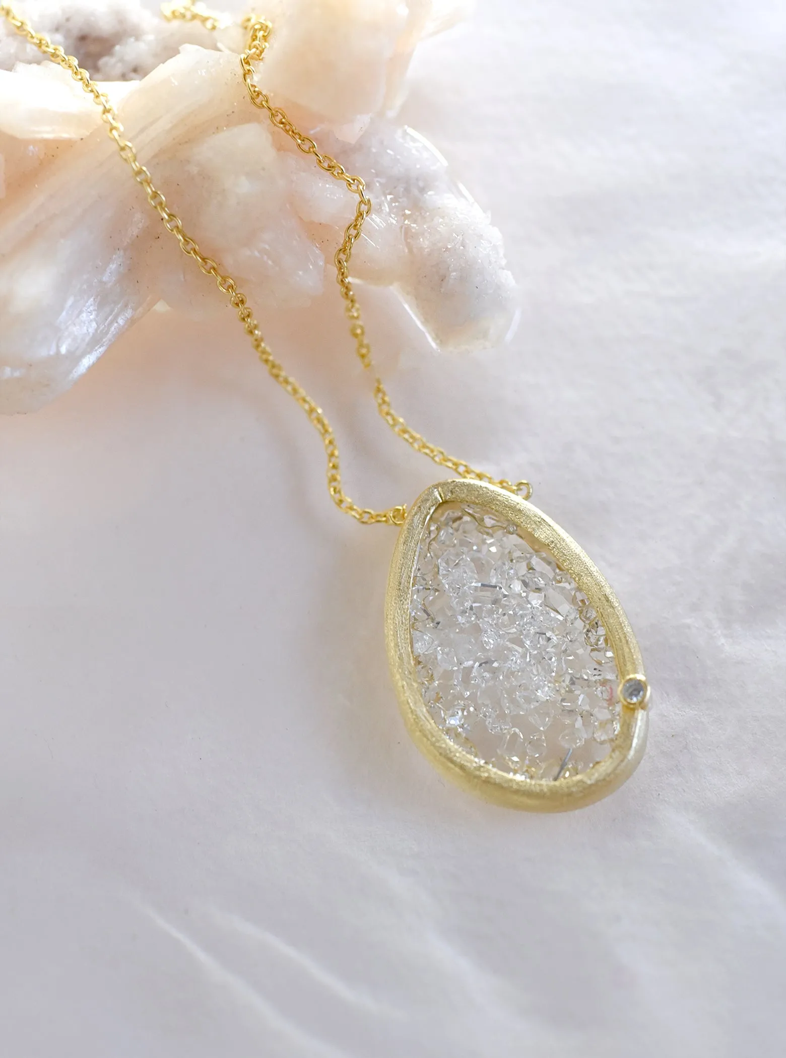 Handcrafted Floating Herkimer Quartz Necklace