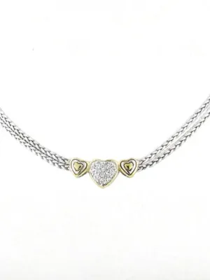Heart Collection - Three Heart Pavé Center Necklace