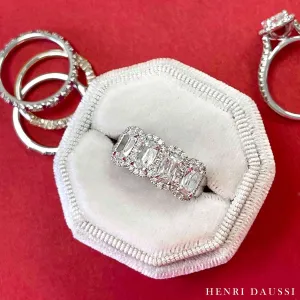 Henri Daussi 1.50ct tw Cushion Matching Four Stone Band Anniversary Ring