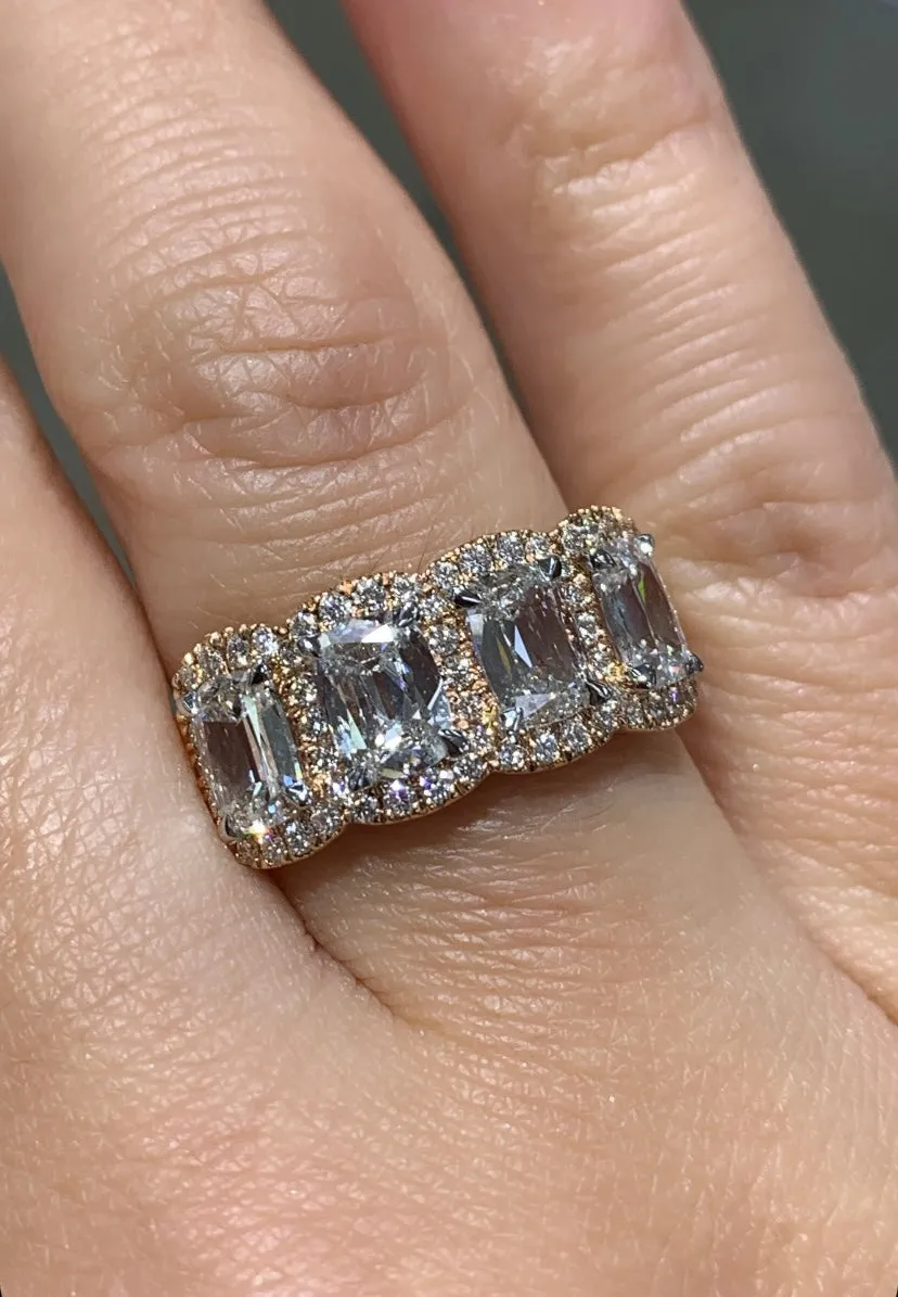 Henri Daussi 2.26ct tw Cushion Matching Four Stone Band Anniversary Ring