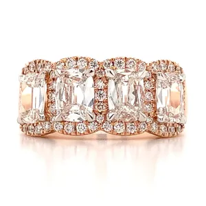 Henri Daussi 2.26ct tw Cushion Matching Four Stone Band Anniversary Ring