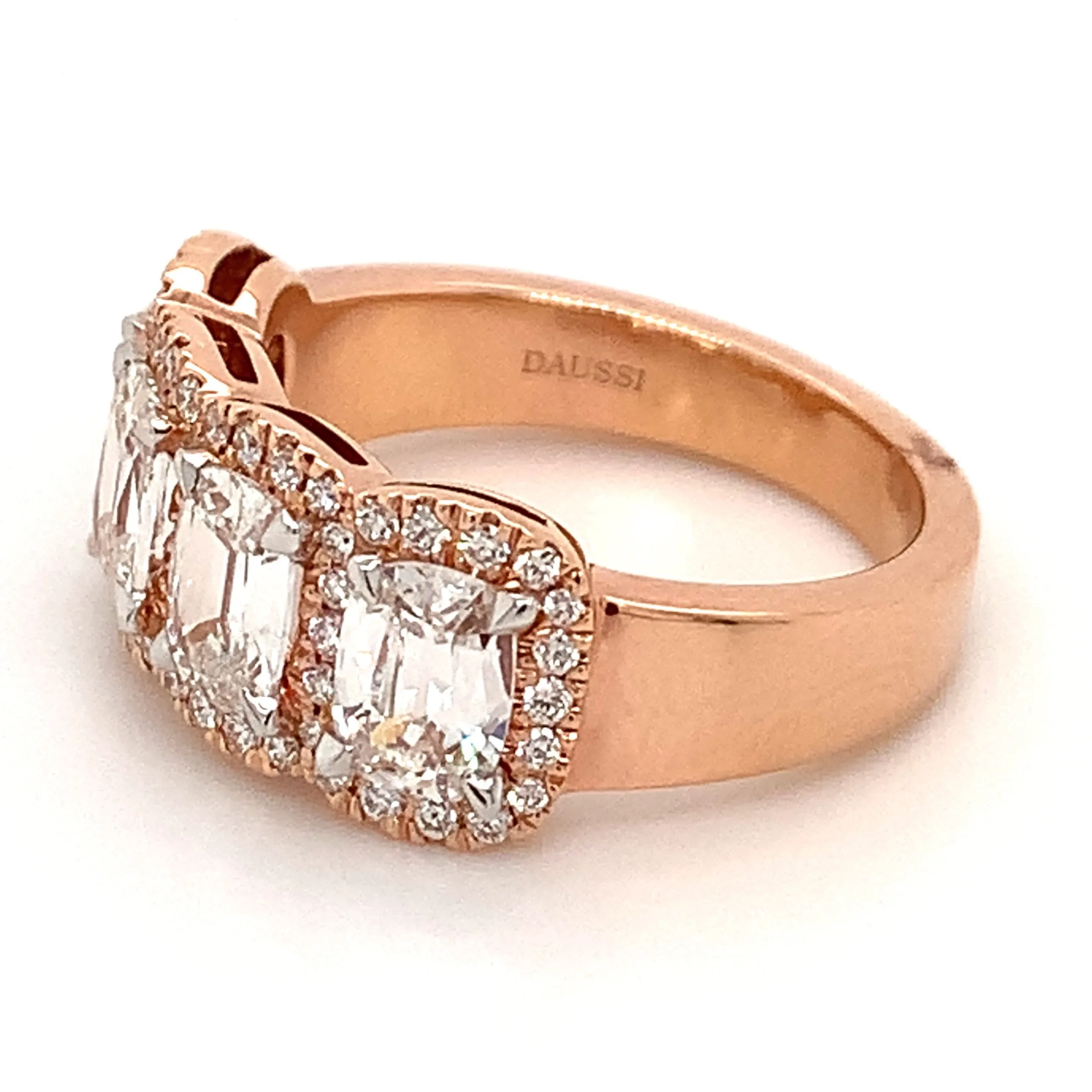 Henri Daussi 2.26ct tw Cushion Matching Four Stone Band Anniversary Ring