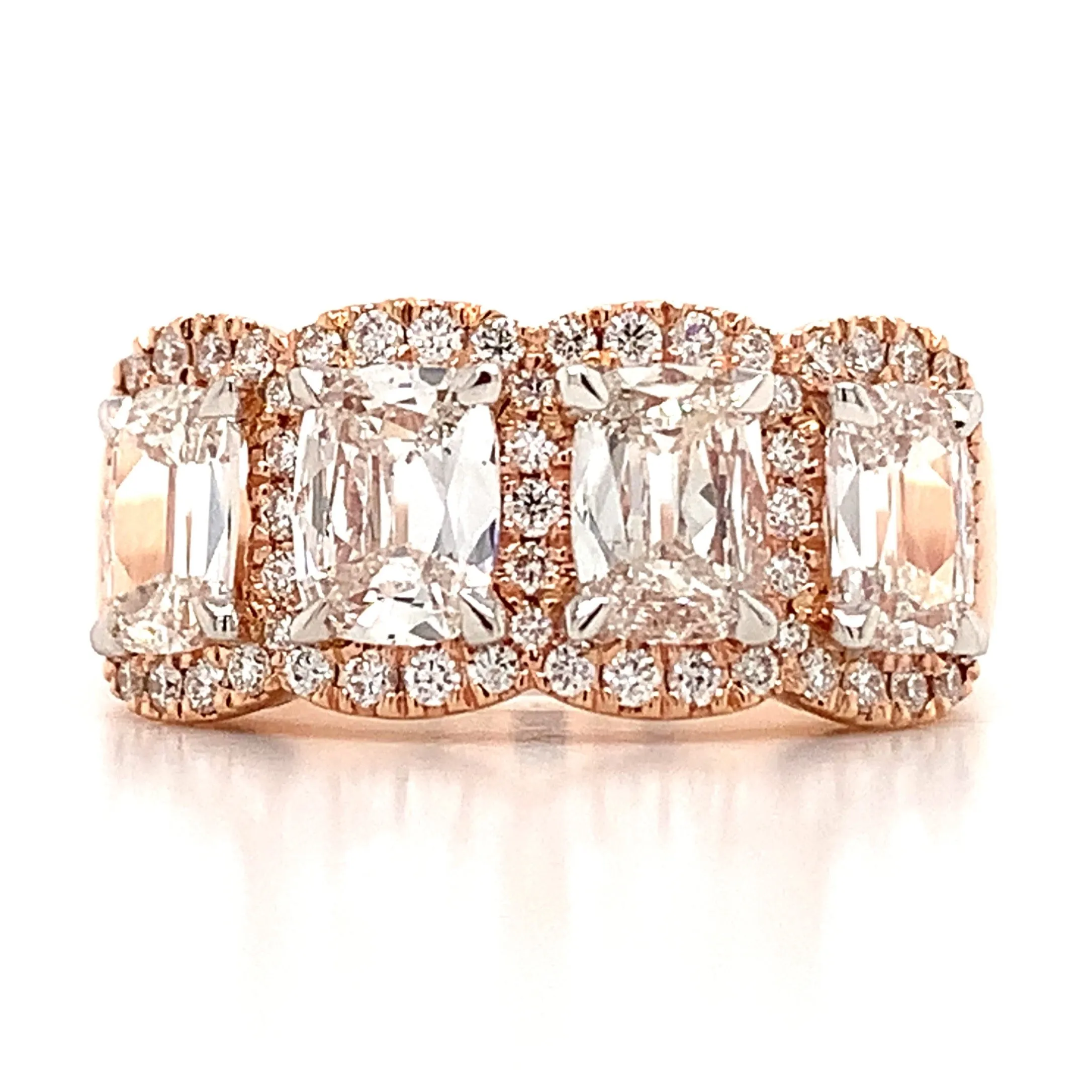 Henri Daussi 2.26ct tw Cushion Matching Four Stone Band Anniversary Ring