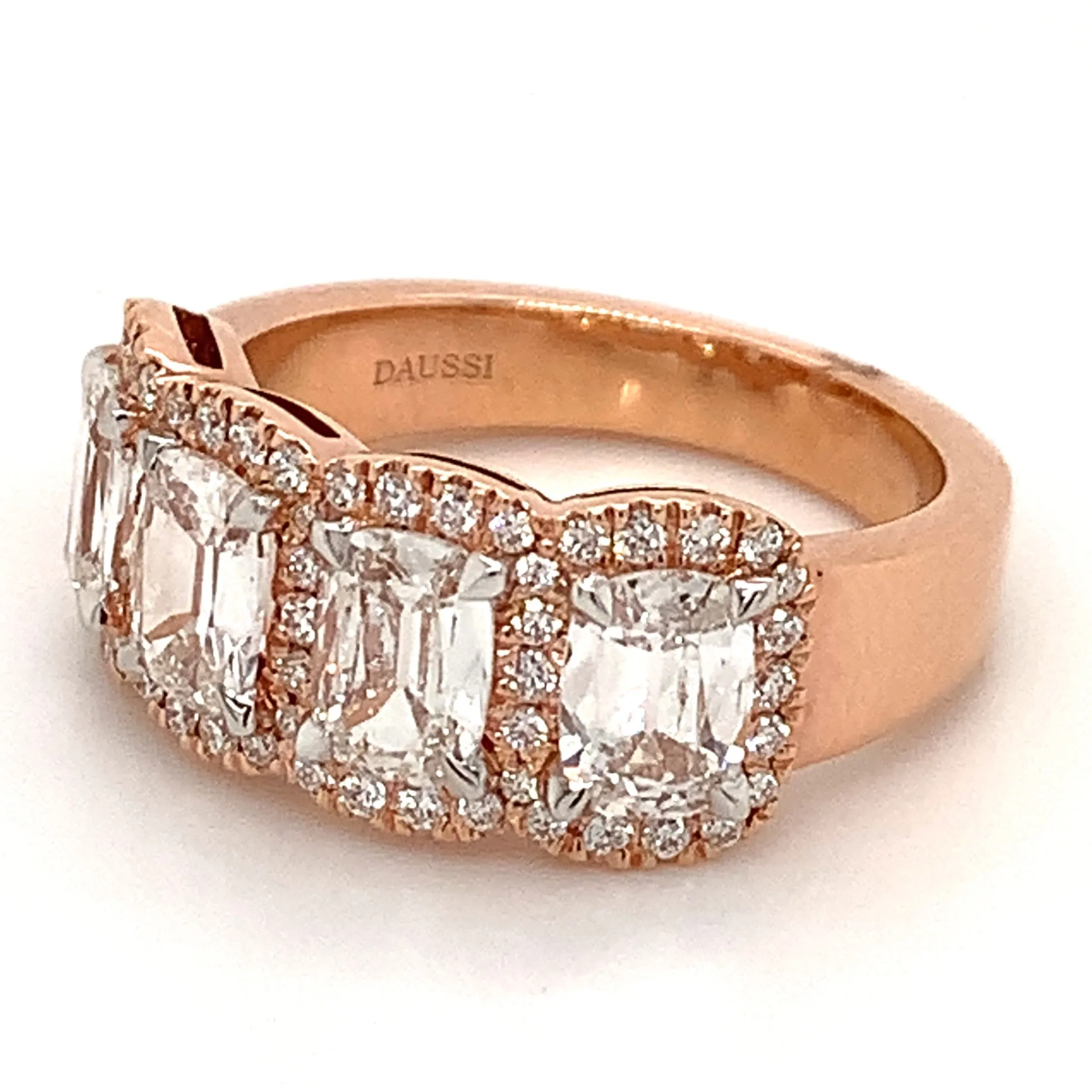 Henri Daussi 2.26ct tw Cushion Matching Four Stone Band Anniversary Ring