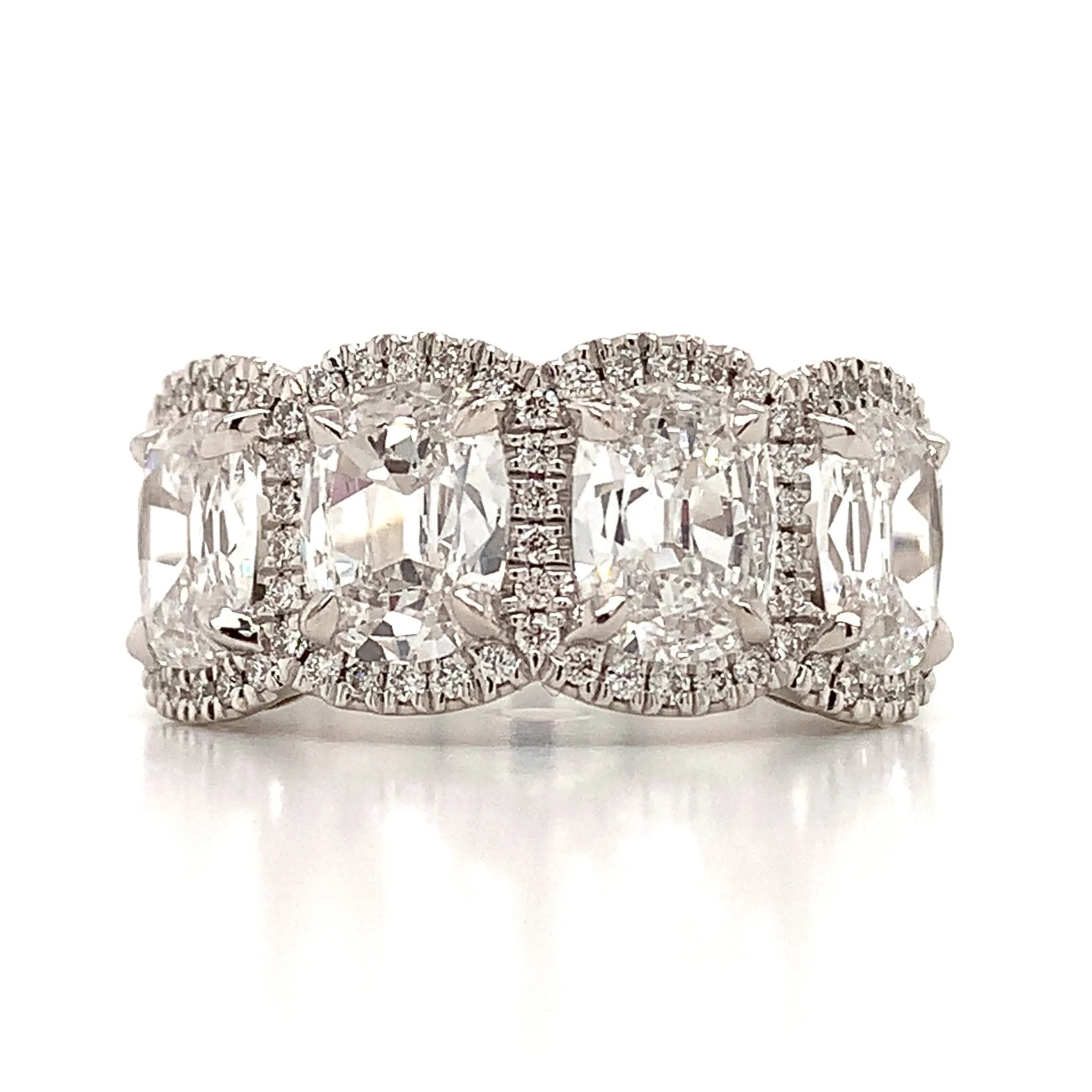 Henri Daussi 3.44CT T.W. Cushion Cut Matching Four Stone Band Anniversary Ring