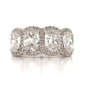 Henri Daussi 3.44CT T.W. Cushion Cut Matching Four Stone Band Anniversary Ring