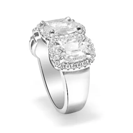 Henri Daussi 4.43ct tw Cushion Matching Four Stone Band Anniversary Ring