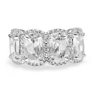 Henri Daussi 4.43ct tw Cushion Matching Four Stone Band Anniversary Ring