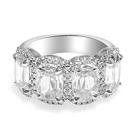 Henri Daussi 4.43ct tw Cushion Matching Four Stone Band Anniversary Ring