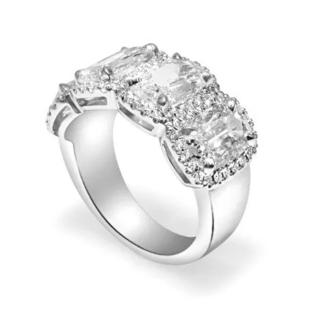 Henri Daussi 4.43ct tw Cushion Matching Four Stone Band Anniversary Ring
